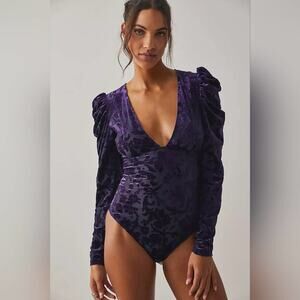 NWT Free People Magic Hour Velvet Bodysuit Size XS